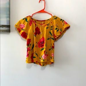Mustard colored tropical shirt